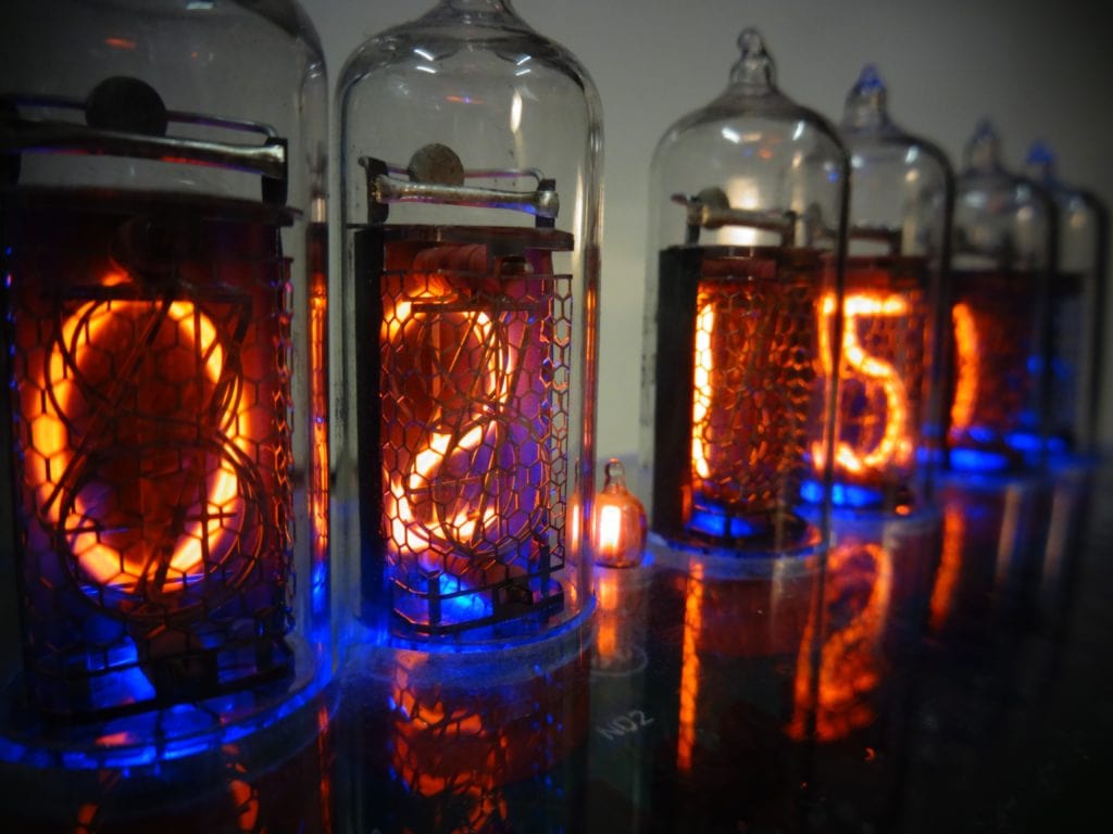 Close up of Nixie Tube showing 02 15