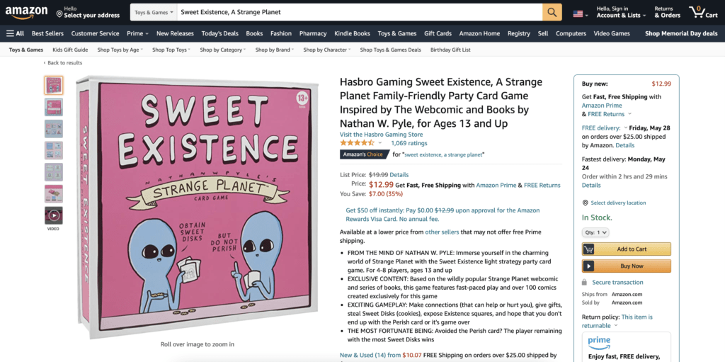 SWEET EXISTENCE (Nathan W Pyle Strange Planet) Card Game - AMAZON