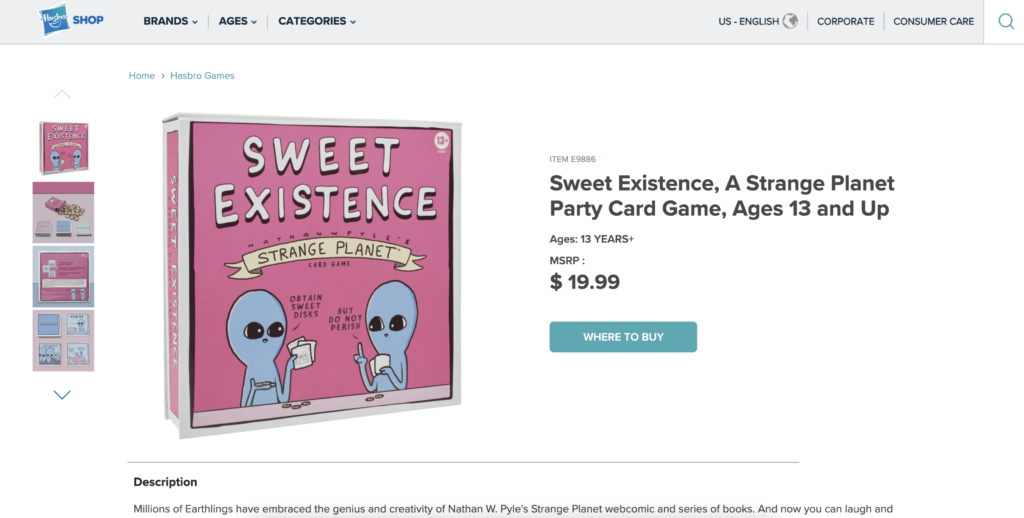 SWEET EXISTENCE (Nathan W Pyle Strange Planet) Card Game - HASBRO