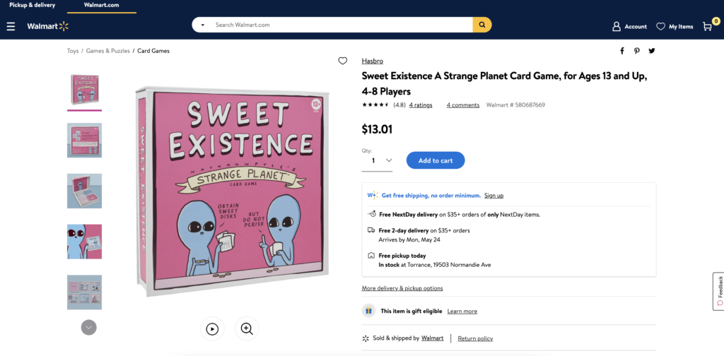 SWEET EXISTENCE - WALMART (Nathan W Pyle Strange Planet) Card Game