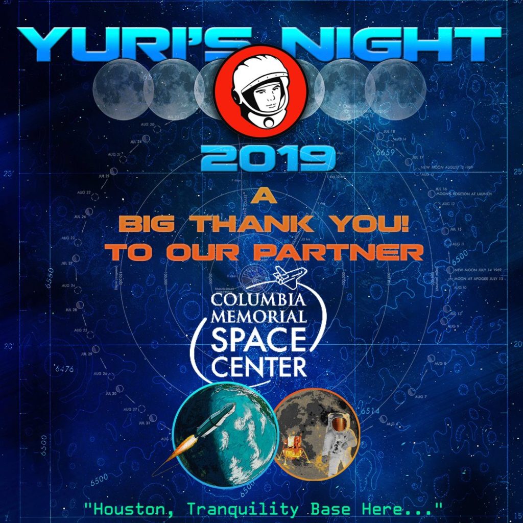Yuri's Night Poster 2019 Thank you to partners Columbia Memorial Space Center